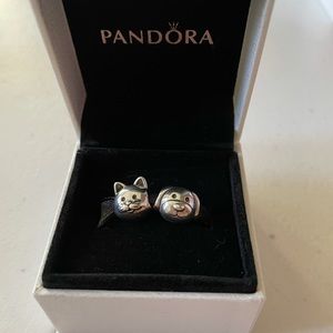 Pandora Devoted Dog and Curious Cat Charms- Authentic New in Box